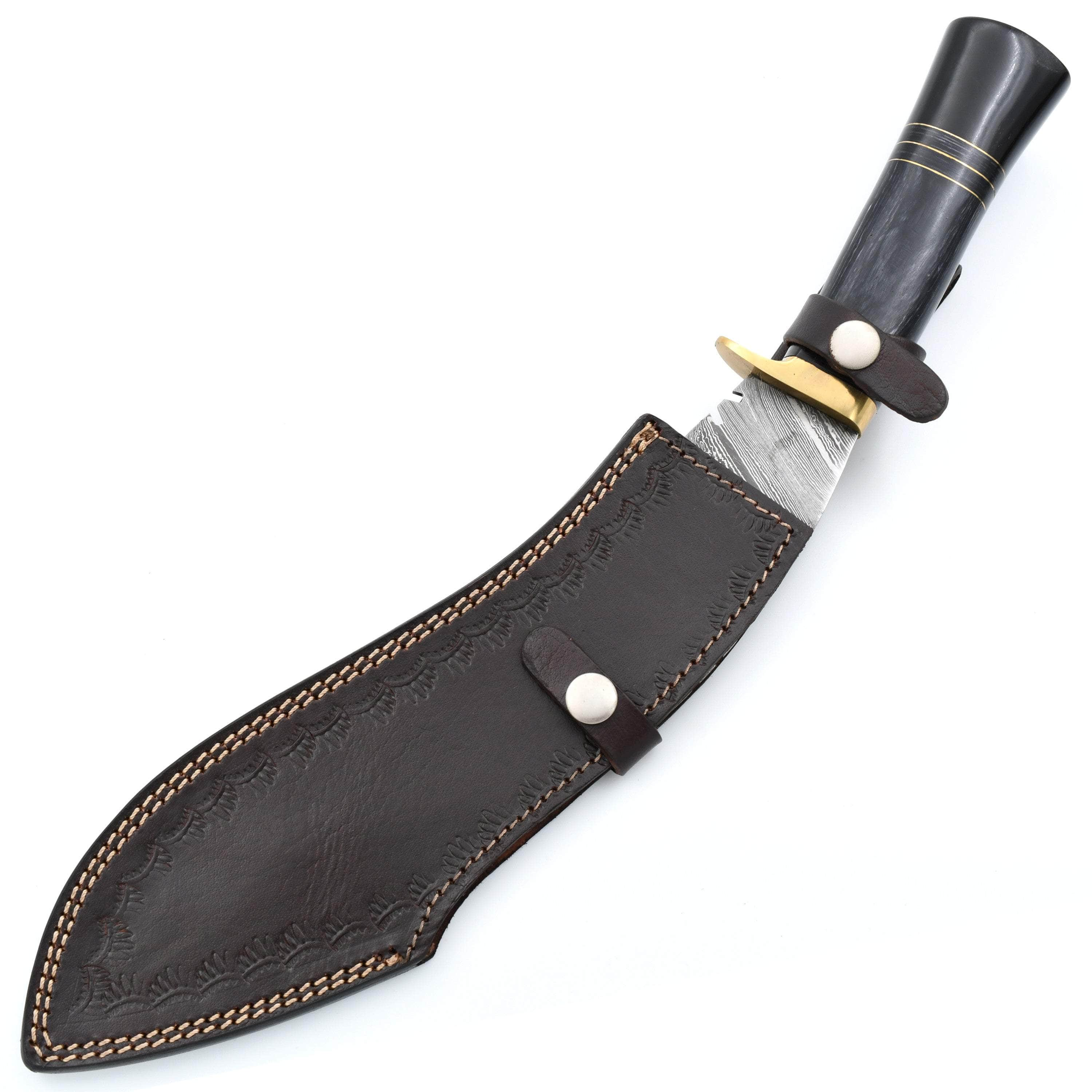 White Deer Damascus Kukri, 10 Blade, Wood & Buffalo Horn Handle, Sheath - DM-2206 Clearance Hot Sale