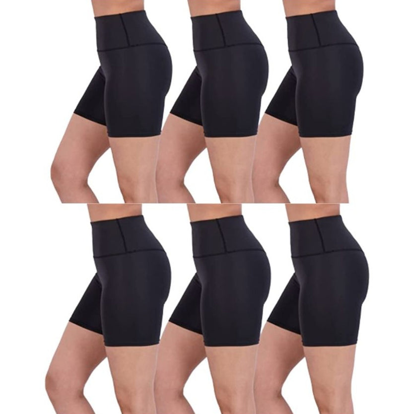 6-Pack: Active High Waisted Biker Shorts Discount Low Cost