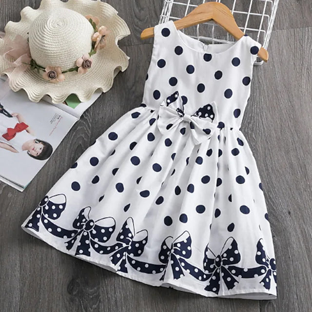 Little Girls' Dress Sundress Polka Dot Casual Lace Trims Print Factory Outlet Cheap Pice