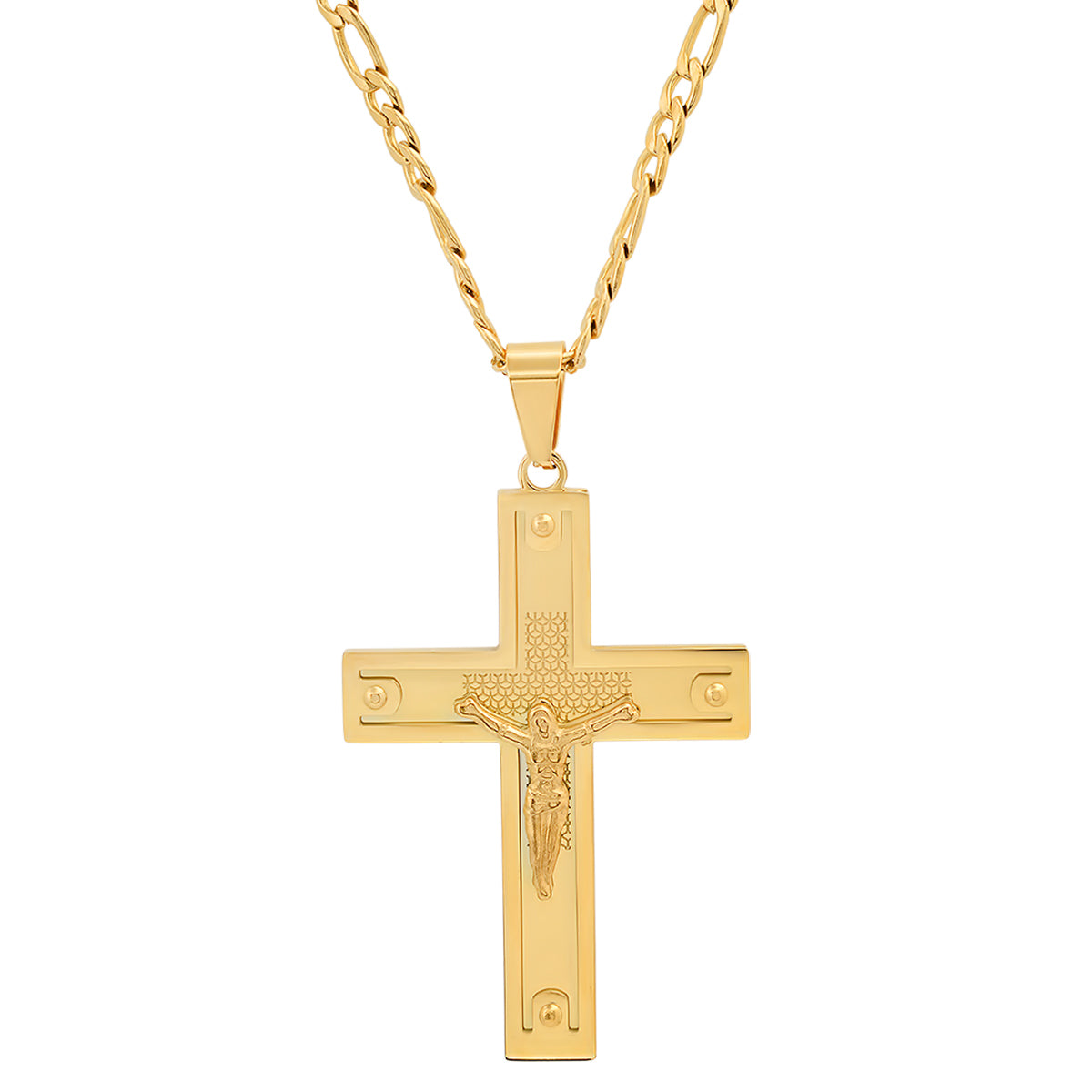 Men's Stainless Steel Crucifix Pendant with Studs Cheap Sale Excellent