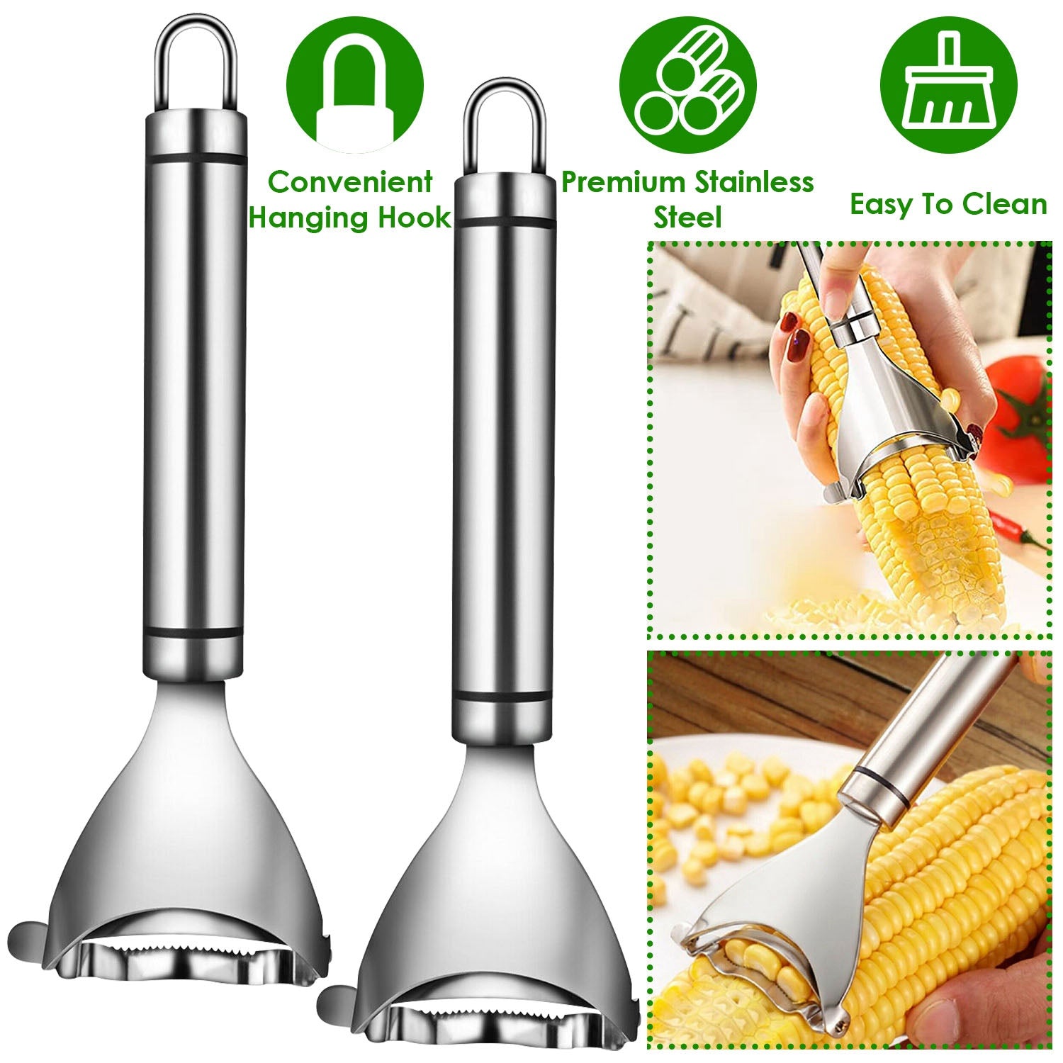 2-Piece: Stainless Steel Corn Cob Peelers Pick A Best