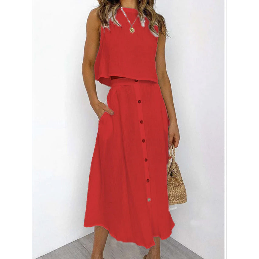 2-Piece Set: Women's Solid Color Casual Dress Outlet Popular