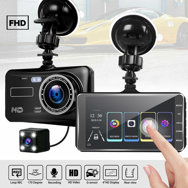 A6T 4-Inch 170° Wide Angle Full HD 1080P Car DVR Dual Lens Dash Cam Rear View Camera Video Recorder with Touch Screen Collections For Sale