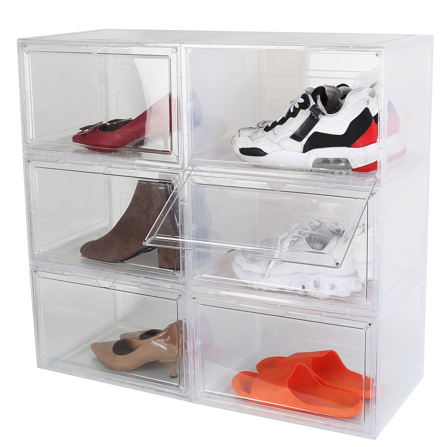 6-Pack: Collapsible Shoe Box Stackable Shoe Storage Bin with Magnetic Door Buy Cheap Manchester