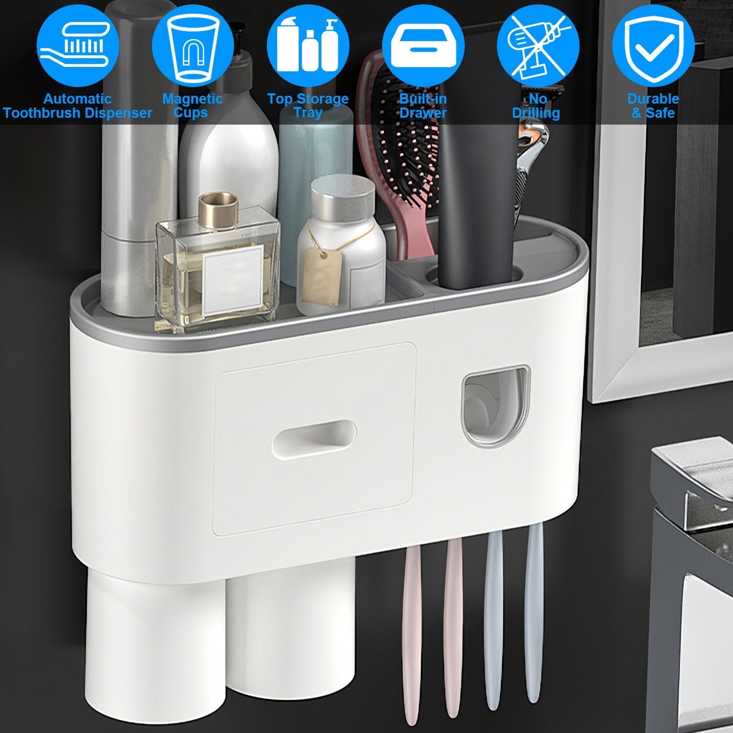 Multifunctional Wall Mount Toothbrush Holder Rack Organizer Clearance Cheap Online