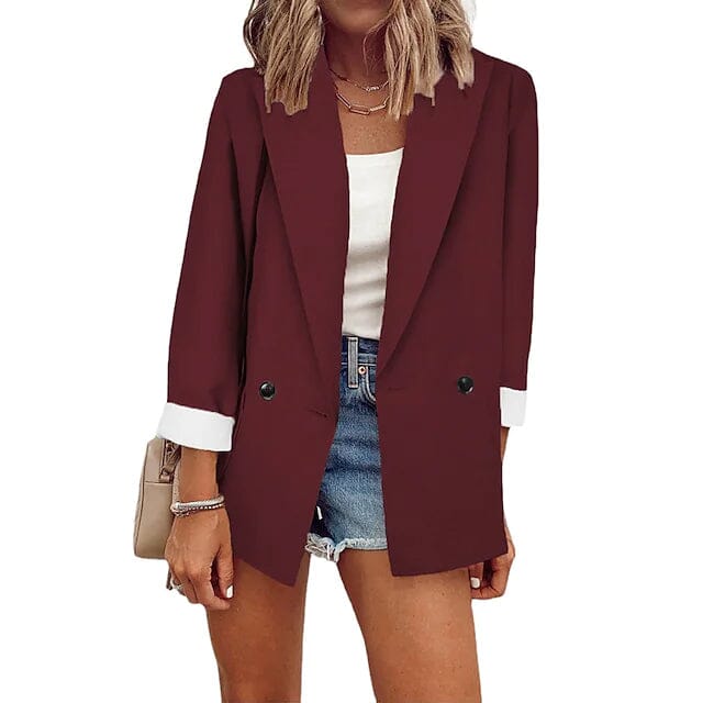 Women's Basic Double Breasted Solid Colored Blazer Sale With Paypal