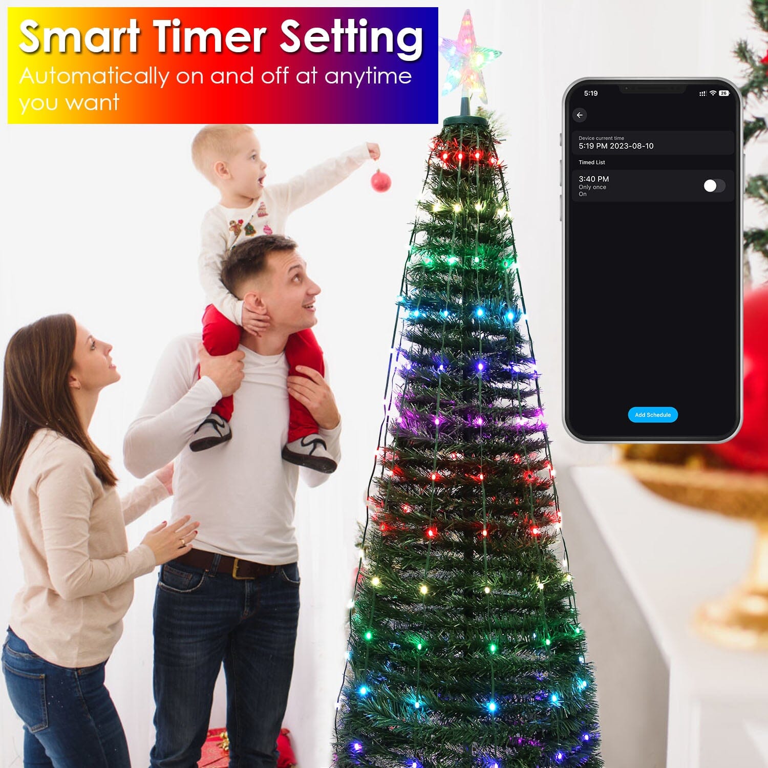 LED Lights Collapsible Christmas Tree Light with Remote App Control High Quality Cheap Pice