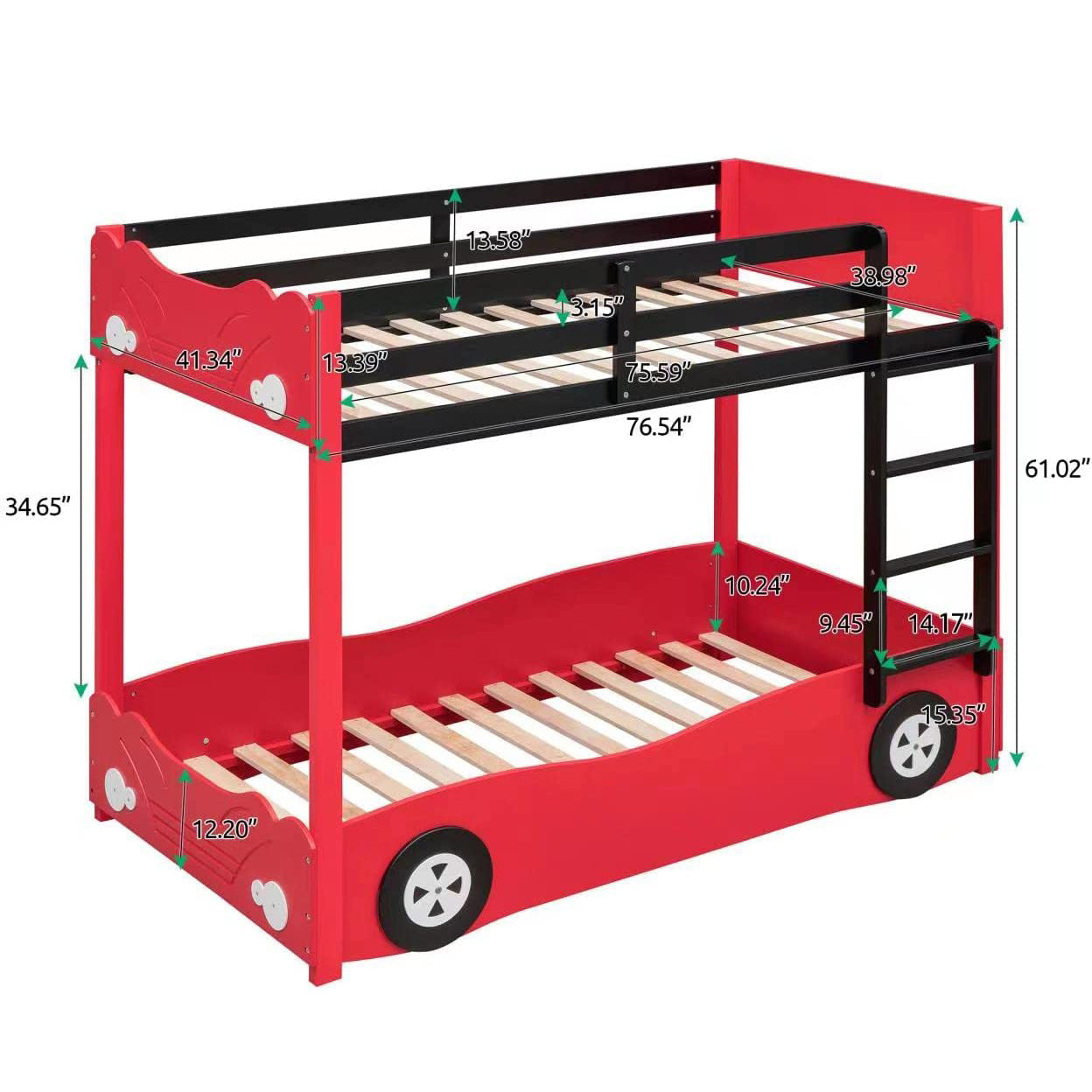 Twin Size Car-Shaped Bunk Bed with Wheels Sale Fashion