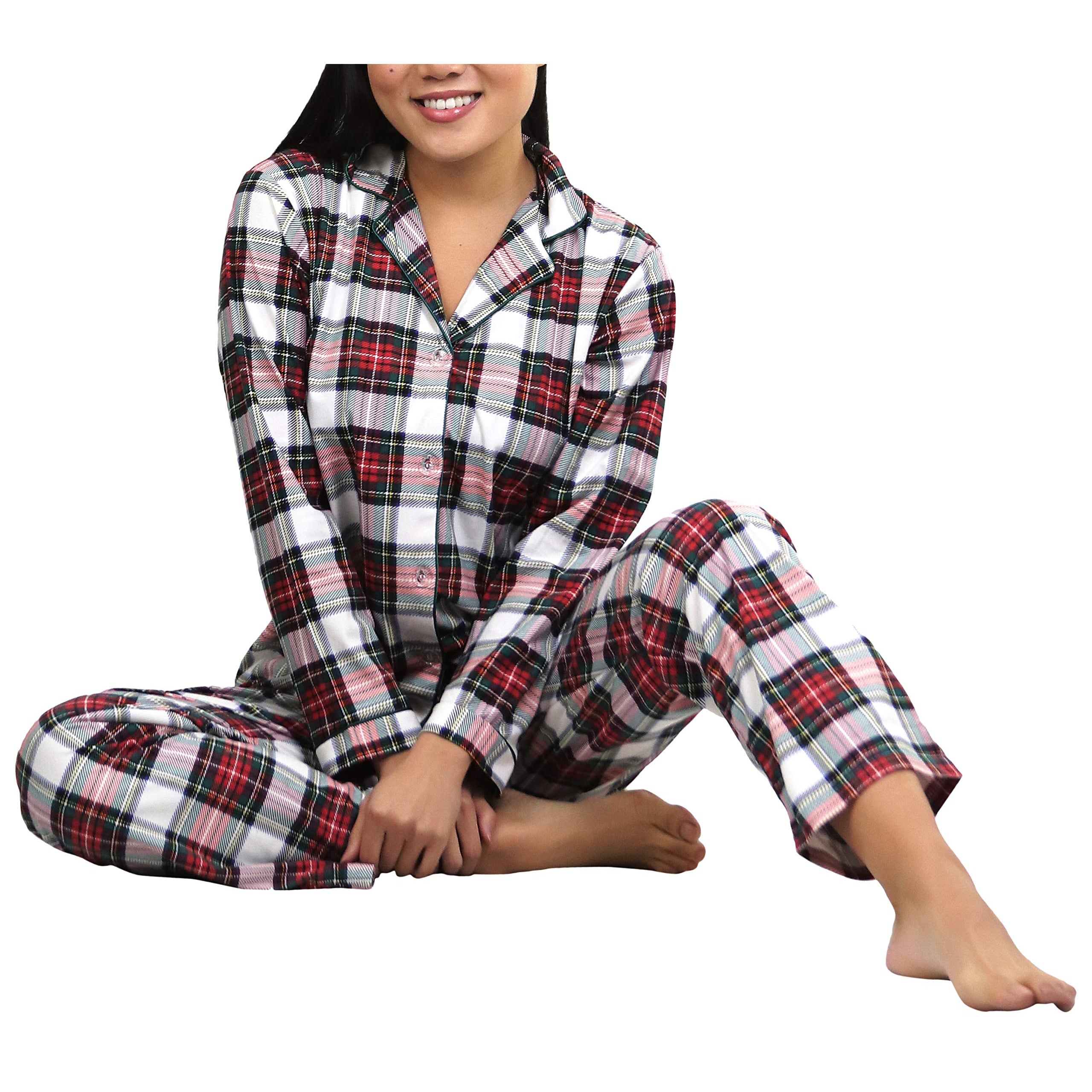 2-Piece Set: ToBeInStyle Women's Long Sleeve Button Down Top and Drawstring Bottom Pajama Set Cheap View