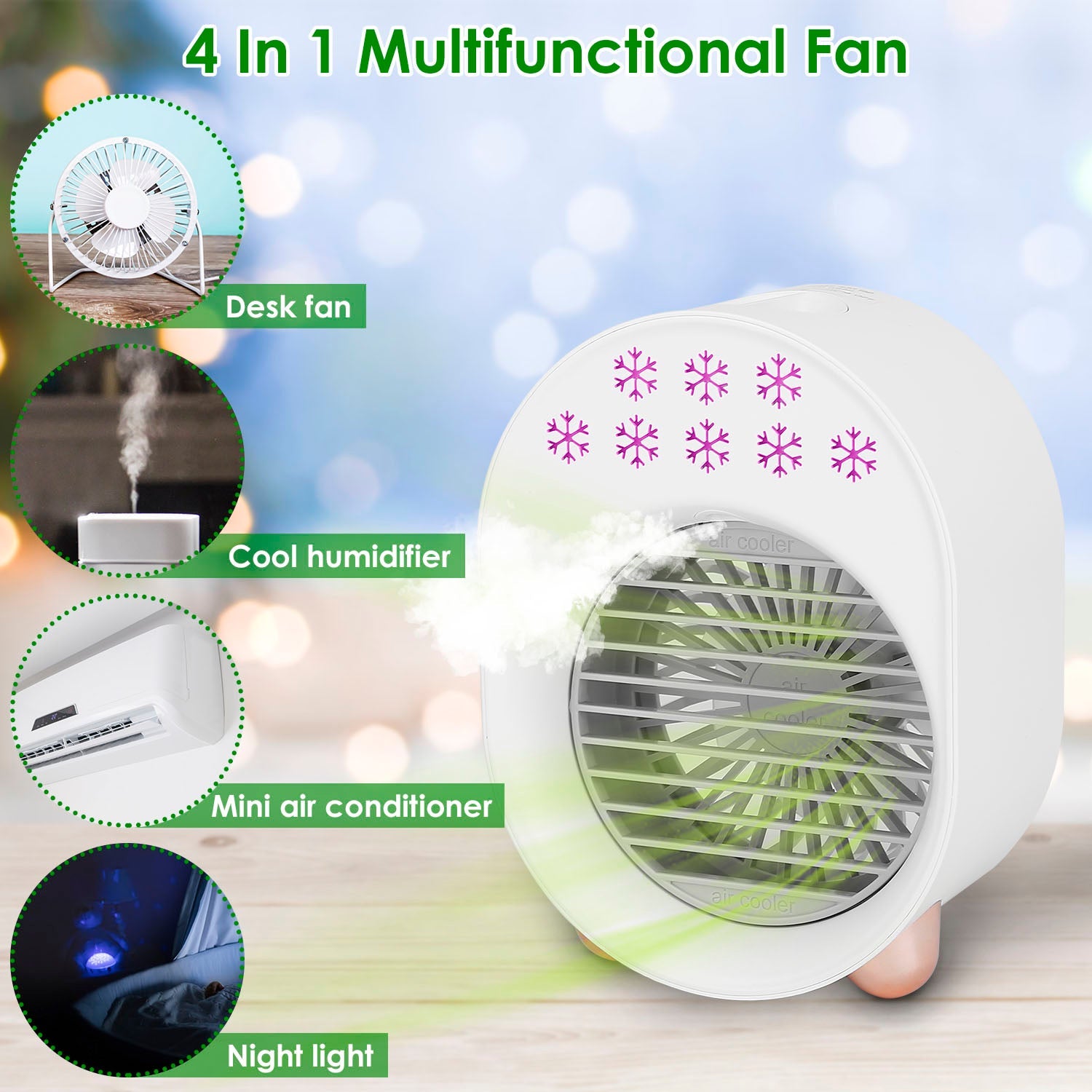 4-in-1 Portable Mini Desktop Water Mist Cooling Air Conditioner For Sale Cheap Pice