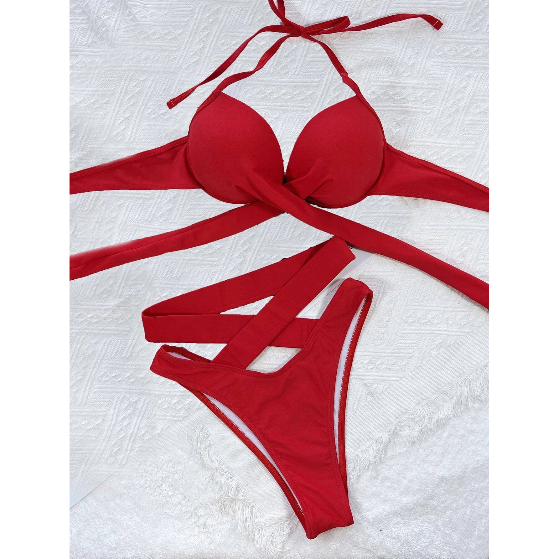 Criss Cross Wrap Push Up Bikini Swimsuit Reliable Sale Online