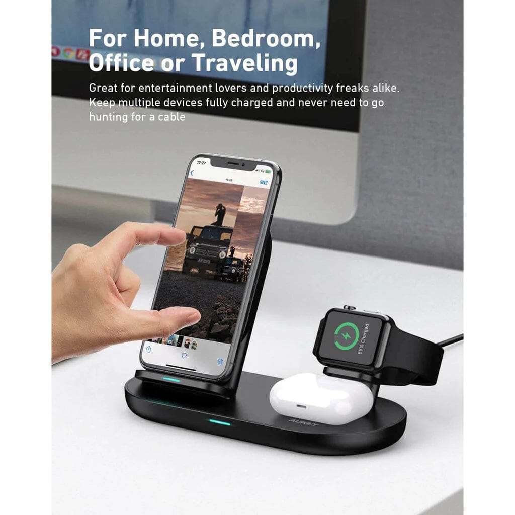 AUKEY 3-in-1 Wireless Charger Black Discount Online Online