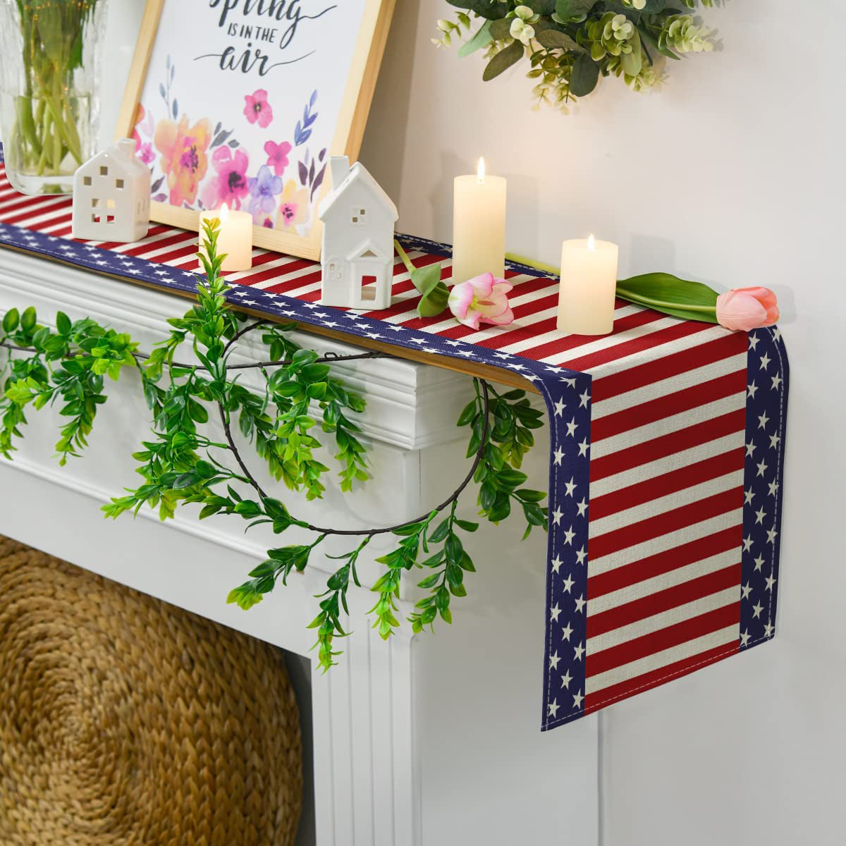Independence Day Linen Burlap Table Bunting Cheap Sale Sast