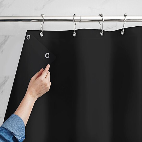 Mildew Resistant Heavyweight Vinyl Shower Curtain Liner with Magnets Metal Grommets For Sale Finishline