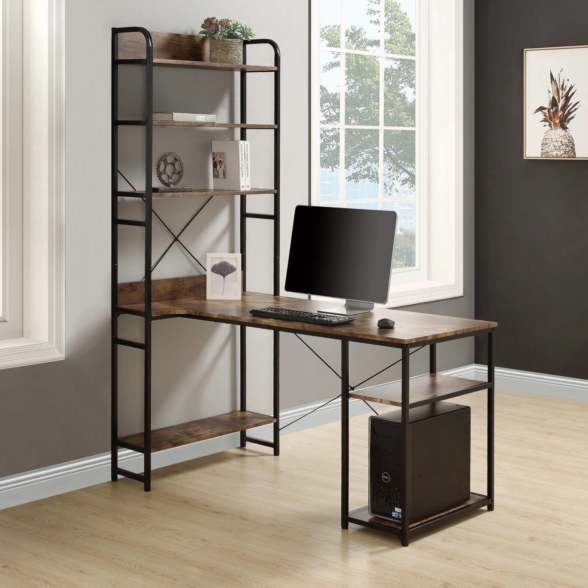 Computer Desk with 4 Tier Storage Shelves Large L-Shaped Clearance Shop