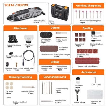 Rotary Tool 1.8 Amp Power with MultiPro Keyless and 170 Accessories - RTD36AC Wiki For Sale