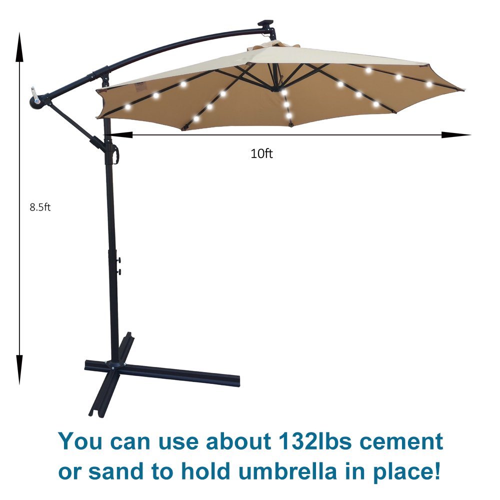 10ft Solar-Powered Patio Umbrella Best Pices Cheap Pice