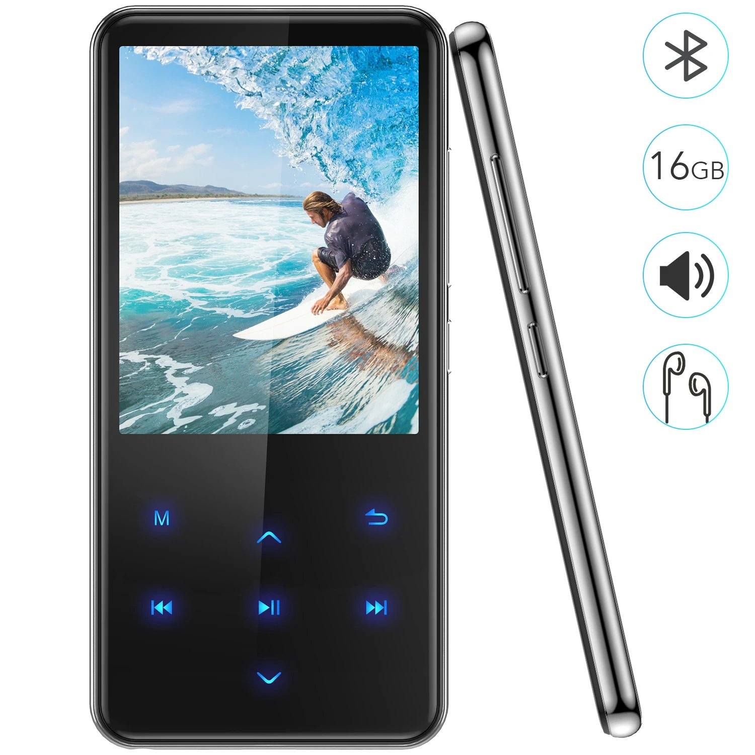 MP3 Player with 2.4in Screen Bluetooth 4.1/16GB/T01 Black Free Shipping Top Quality