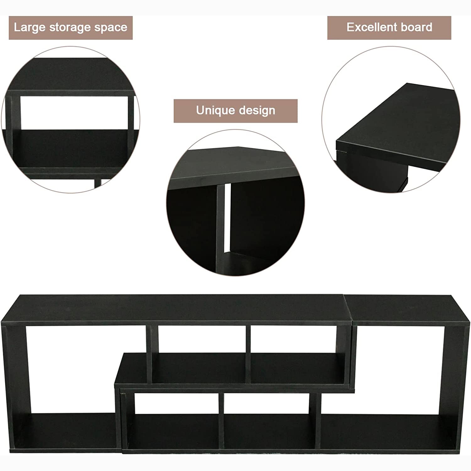 L Shape TV Console Stand Bookcase Storage Rack Quality Free Shipping