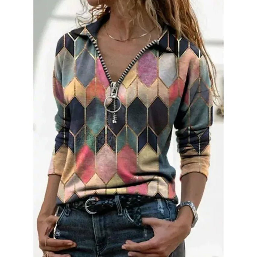 Women's Everyday V Neck Printed Long Sleeves Find Great Cheap Online