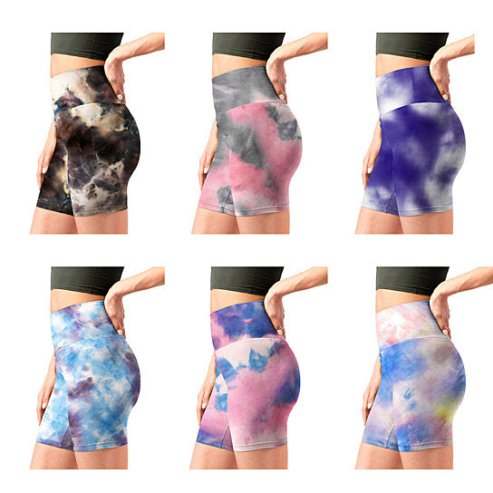 5-Pack: Women's High Waisted Tie Dye Athletic Biker Shorts Pay With Paypal Online