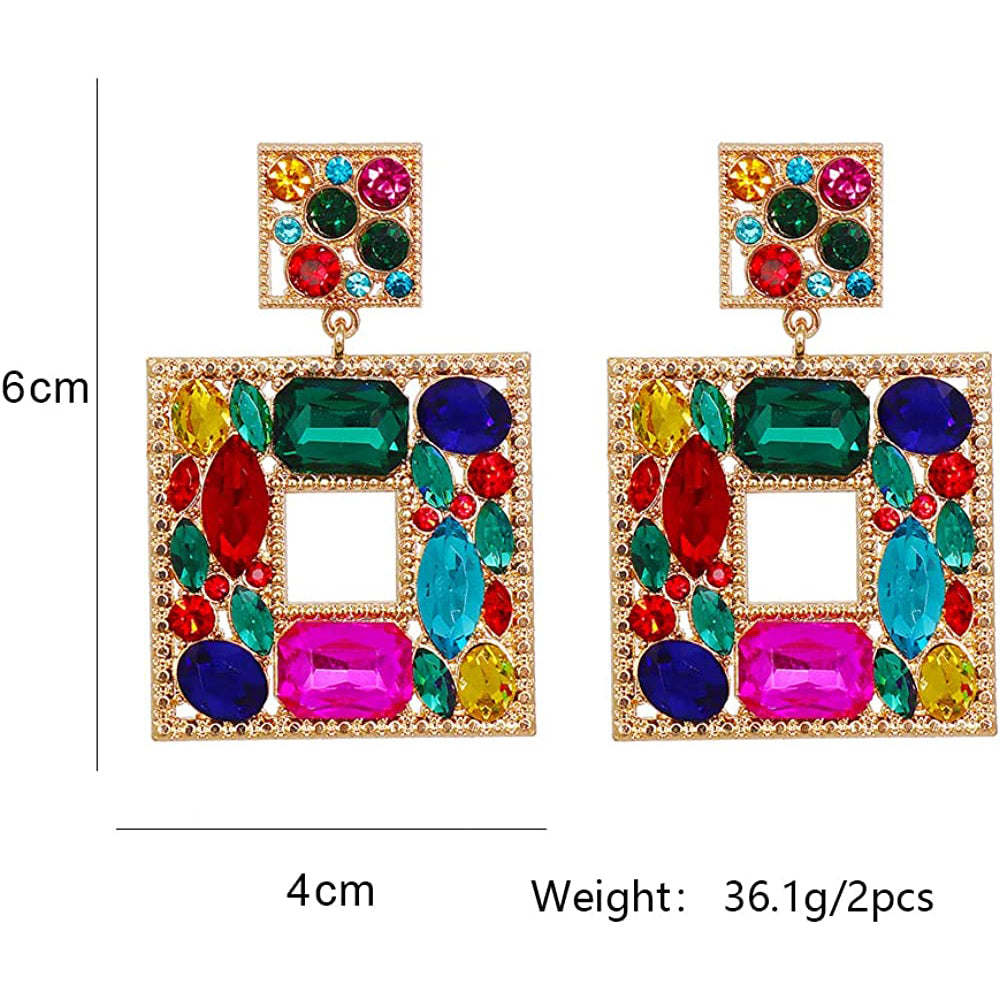 Rhinestone Square Drop Earrings Official For Sale