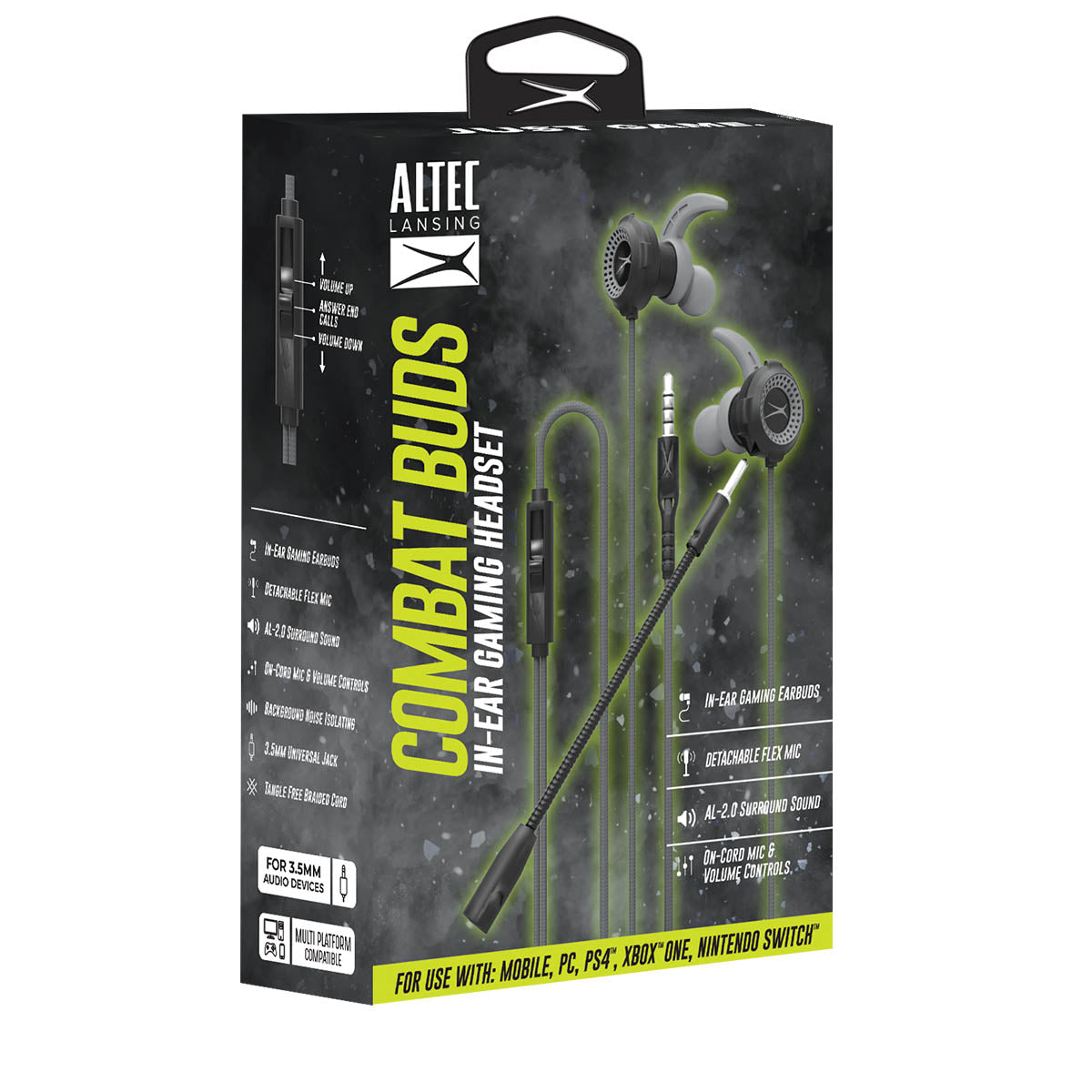 Altec Lansing - 3.5mm Combat Gaming Earbuds Discount Classic