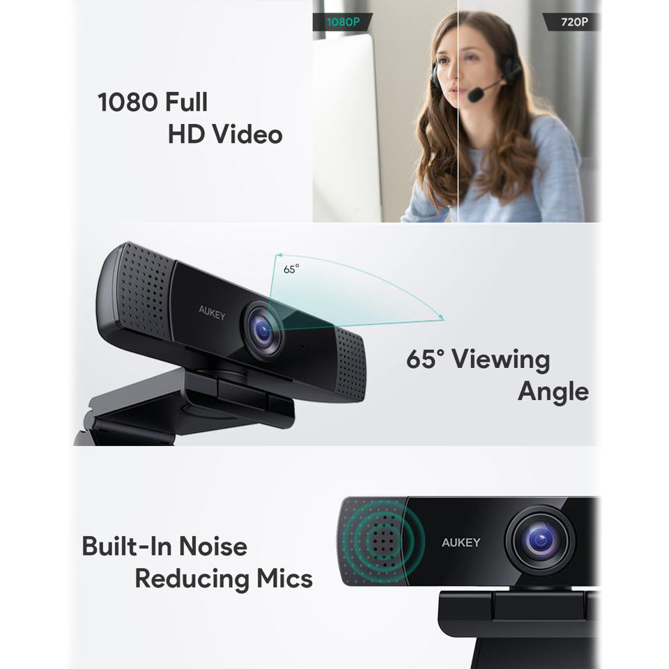 AUKEY 1080P Webcam with Dual Noise Reduction Stereo Microphones Sale 2025 Newest