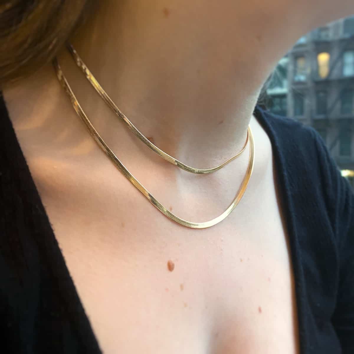 14K Solid Yellow Gold High Polish Herringbone Necklace Chain 2mm Discount Professional