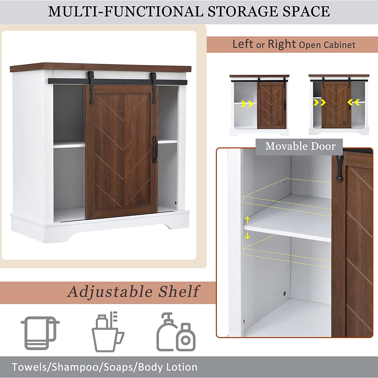 Bathroom Storage Cabinet with Adjustable Shelf Free Shipping Cost