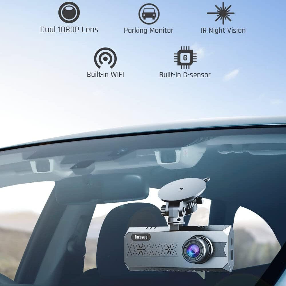 Dual Dash Cam WiFi with App FOCUWAY 1080P Front and Inside Dash  (Refurbished) Cheap Excellent