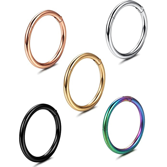 5-Piece: Stainless Steel Septum Piercing Nose Hoop Ring New Arrival