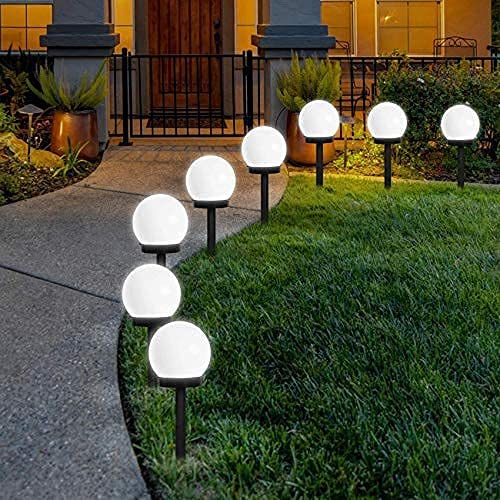 2-Piece: LED Outdoor Globe Powered Garden Light Excellent