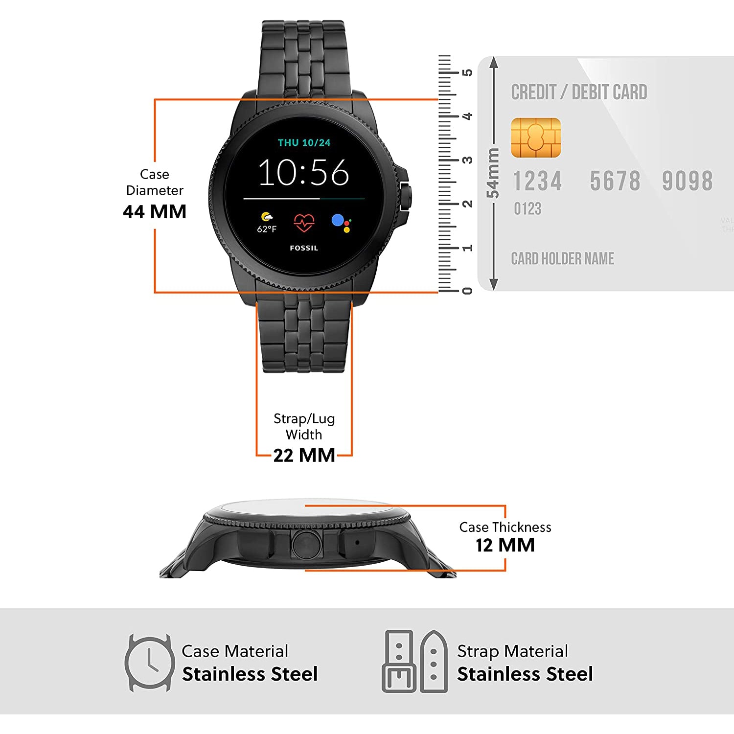 Fossil Men's Gen 5E 44mm Stainless Steel Touchscreen Smartwatch with Alexa Pices Cheap Online