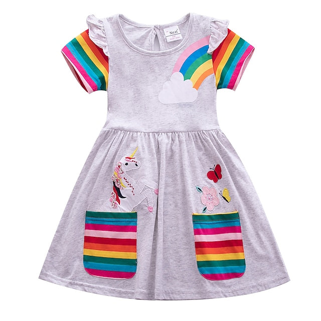 Kids Little Girls' Knee-length Short Sleeve Dress Free Shipping With Paypal