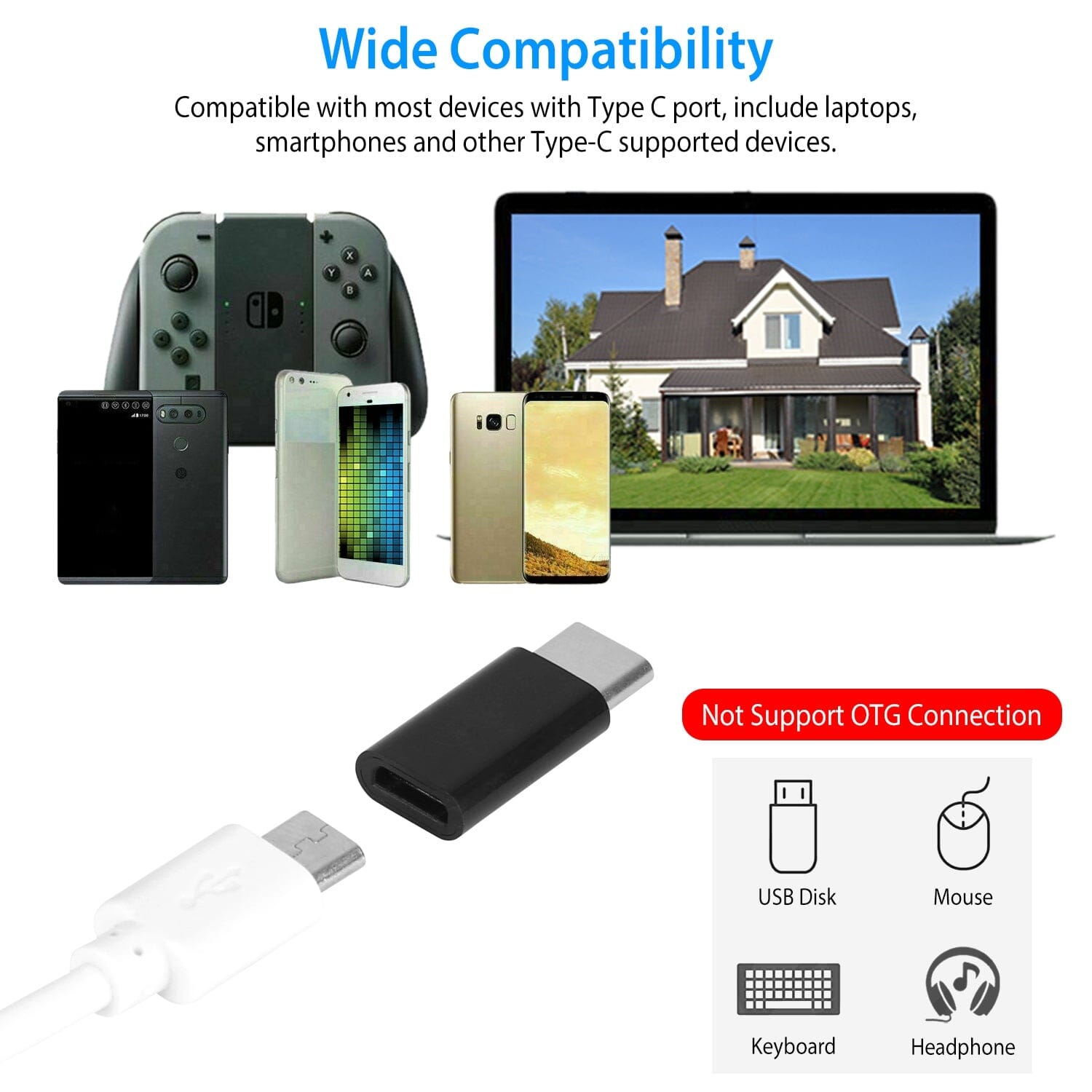 2-Piece: Micro USB To Type C Adapter Cheap Pice Wholesale Pice