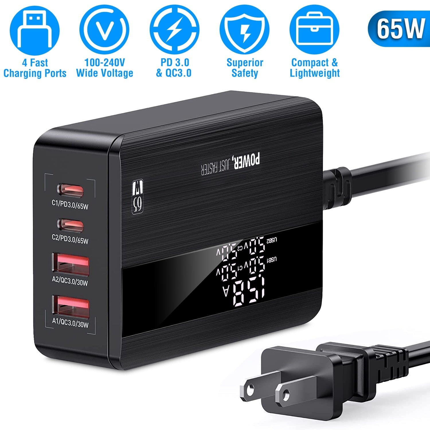 65W 4 USB Port Fast Wall Charger For Sale Cheap Online