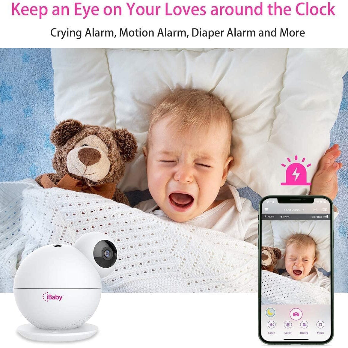 iBaby M8 2K Smart Baby Monitor, 355° Pan 110° Tilt and 2-Way Talk  (Refurbished) Fashionable Cheap Online