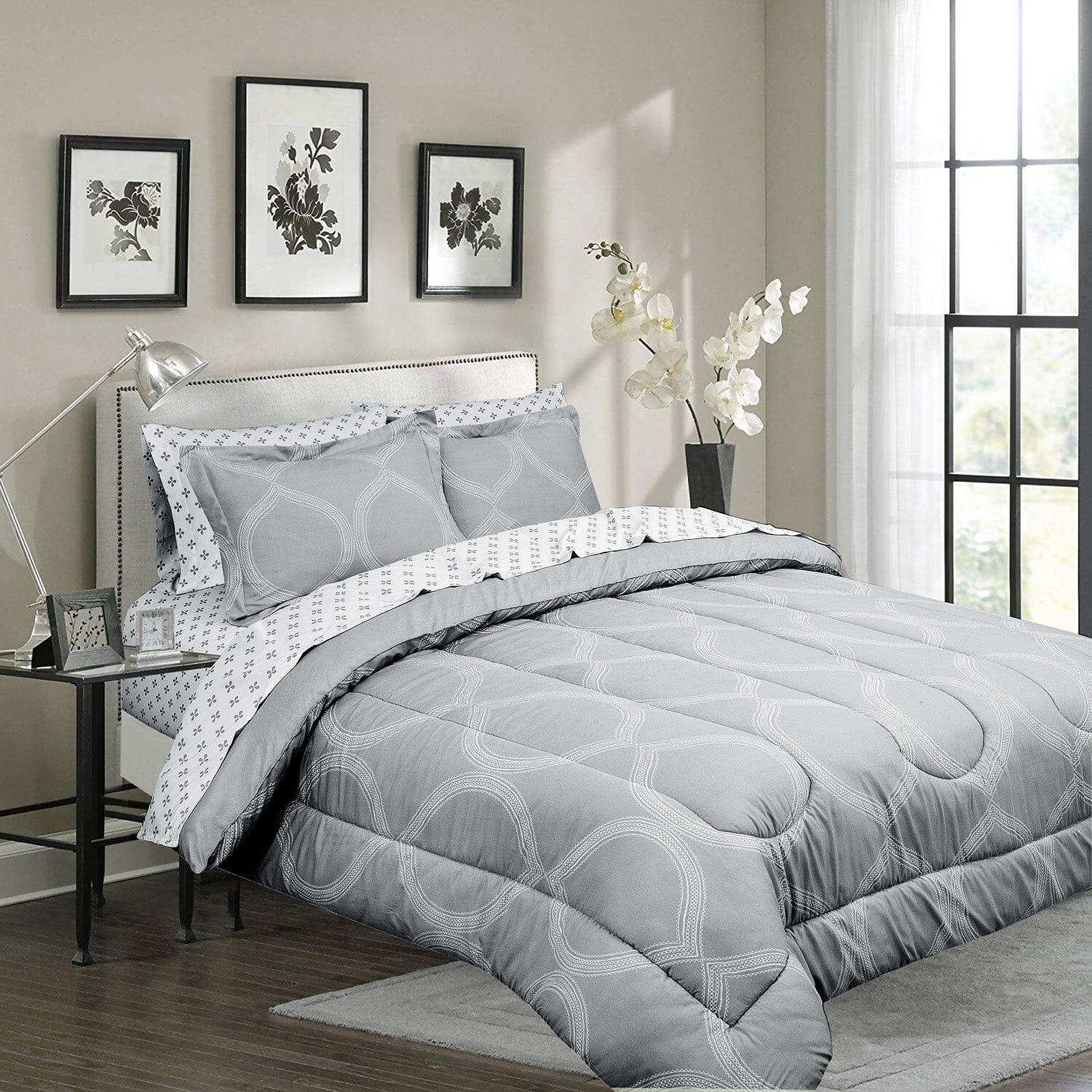 Sloane Street Ogee Bed in a Bag with Solid Reverse Comforter Sale Geniue Stockist