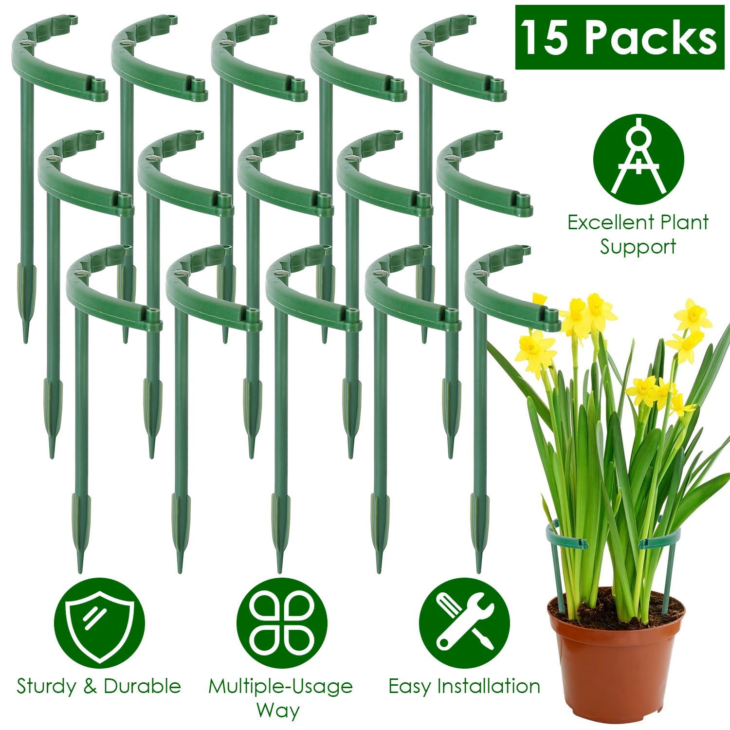 15-Piece: Garden Plant Support Stakes Cheap Sale With Mastercard