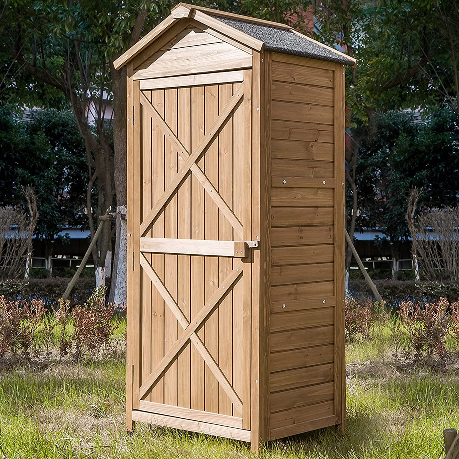 Outdoor Wooden Storage Sheds Fir Wood Lockers with Workstation Shop For