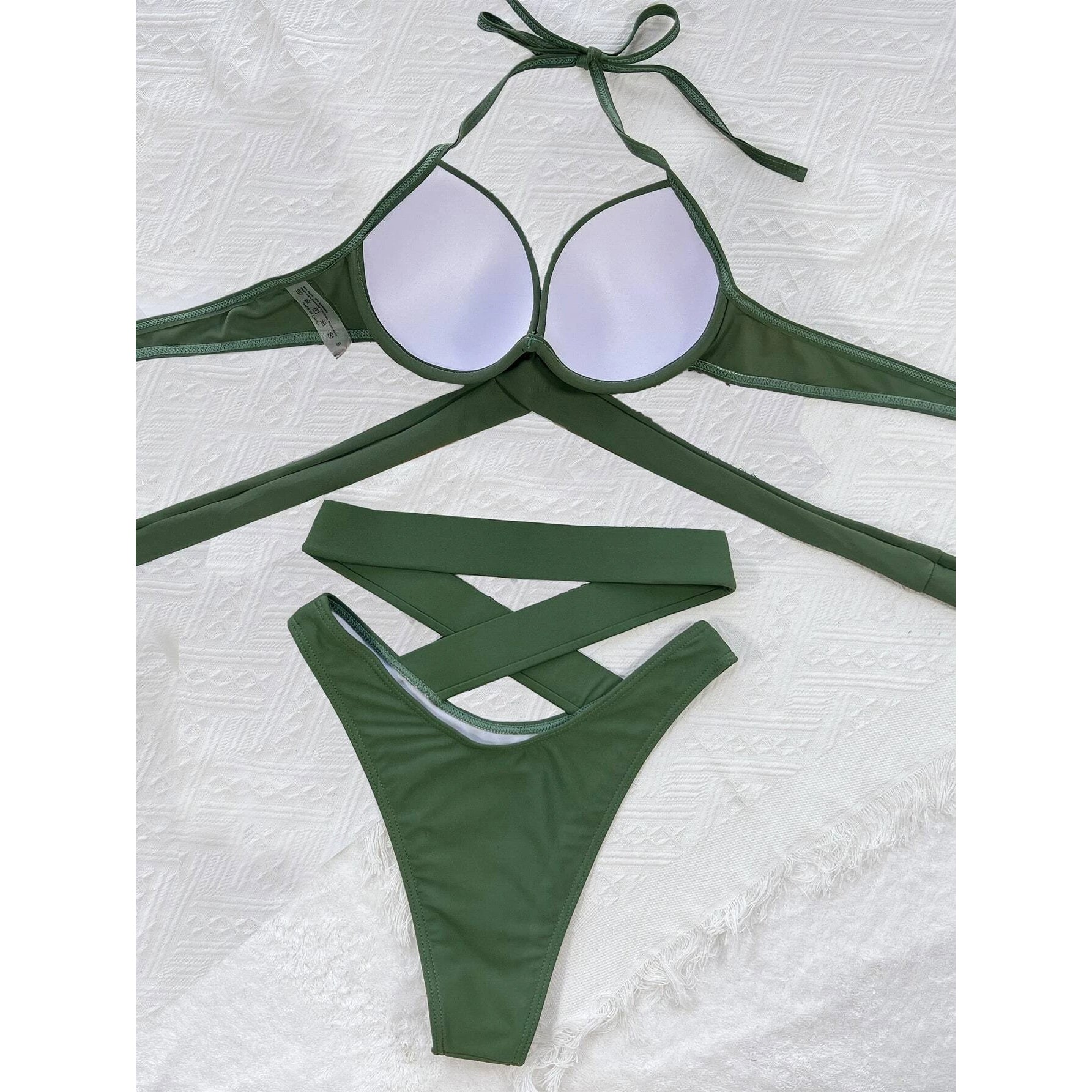 Criss Cross Wrap Push Up Bikini Swimsuit Reliable Sale Online