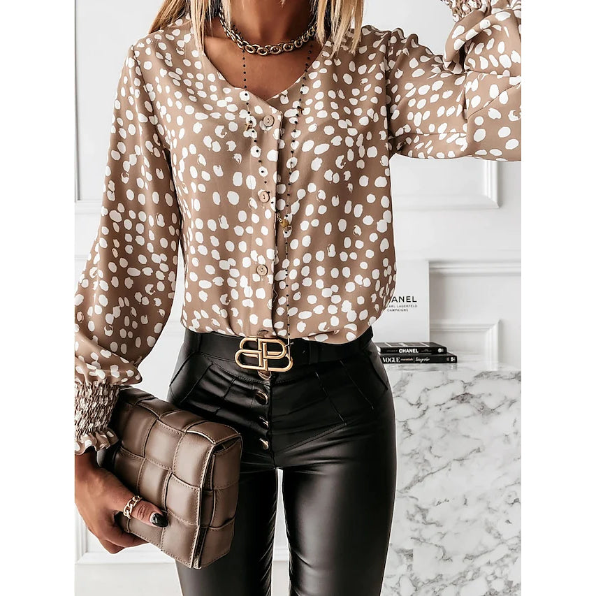 Women's Polka Dot Long Sleeve Casual Shirt 100% Authentic Sale Online