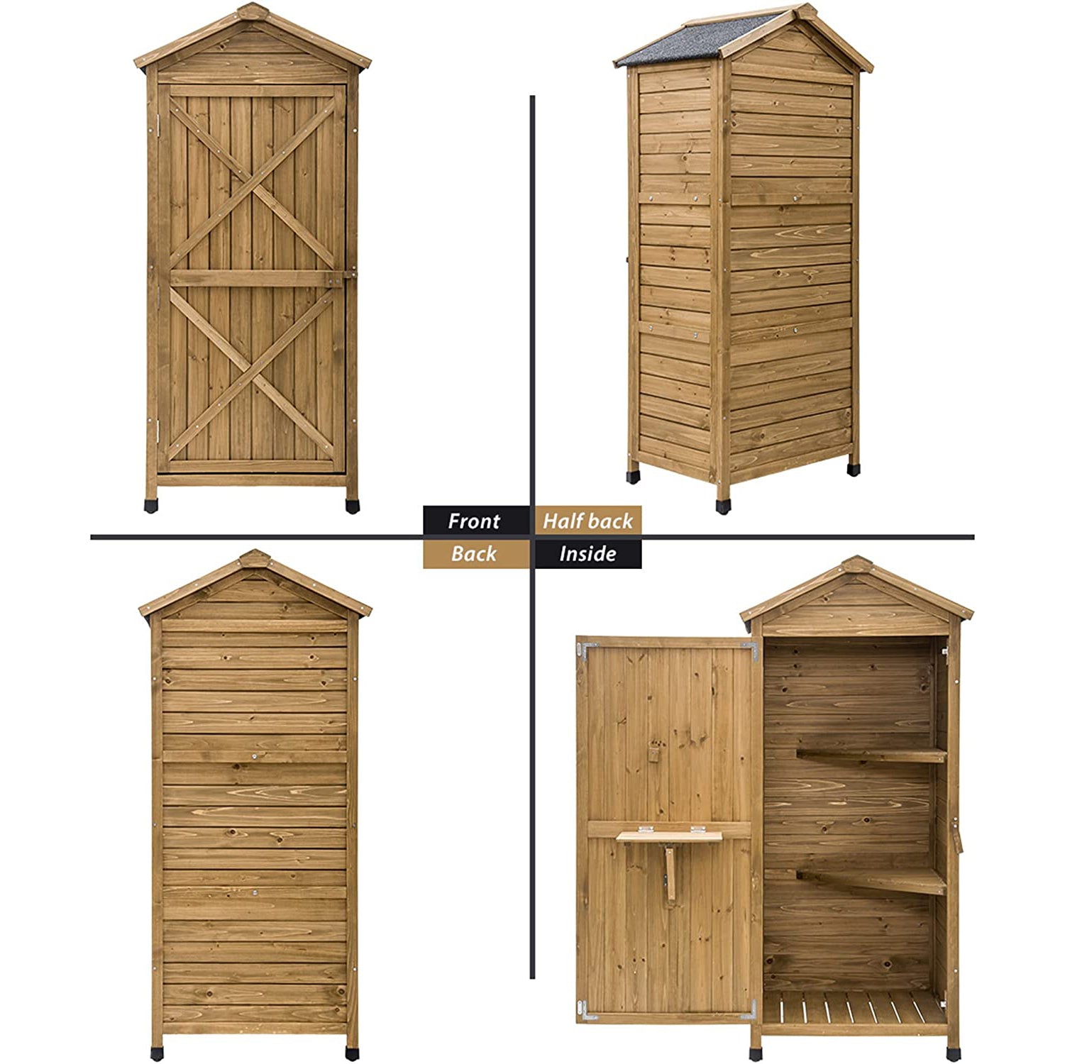 Outdoor Wooden Storage Sheds Fir Wood Lockers with Workstation Shop For