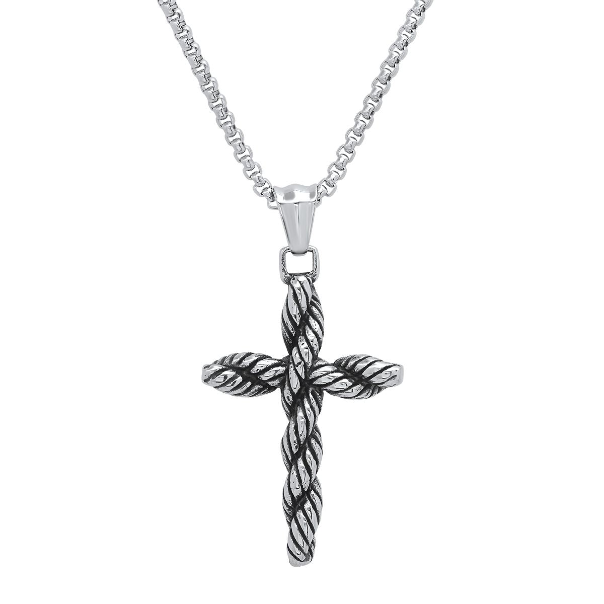 Men's Stainless Steel Twisted Rope Cross Pendant Cheap Sale Lowest Pice