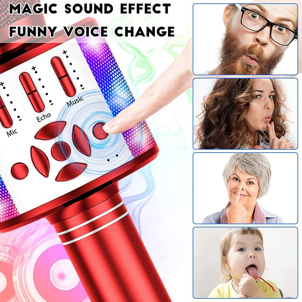 4-in-1 Karaoke Machine Microphone with LED Lights Free Shipping Cheap Real