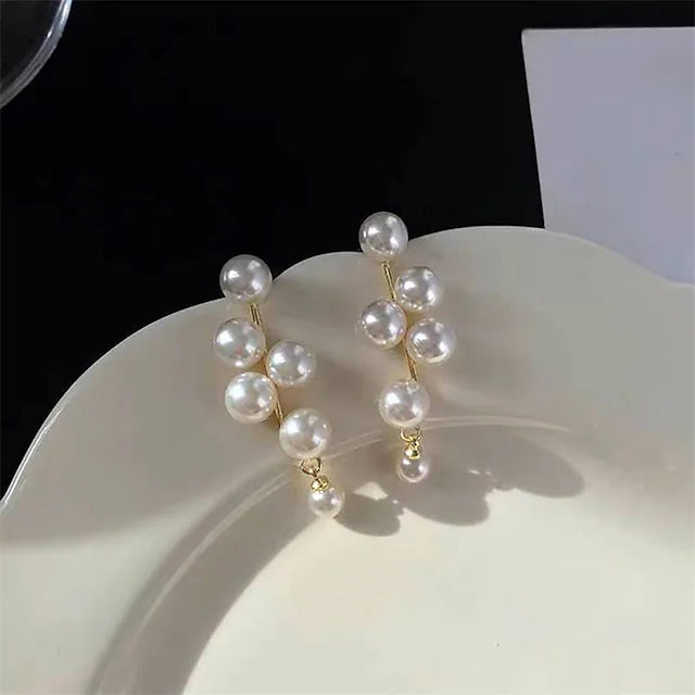 Women's Pearl Alloy Stud Earrings Purchase For Sale