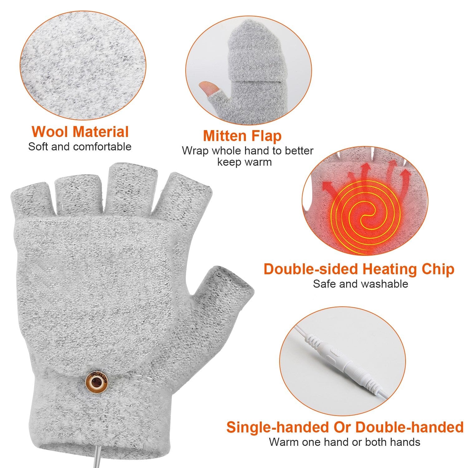 USB Wool Heated Gloves Mitten Cheap Best Seller