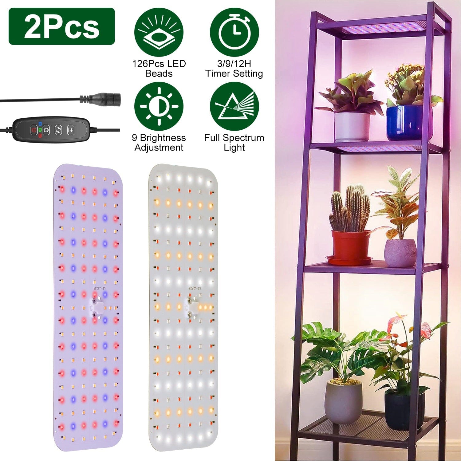 2-Pieces: Ultra-Thin LED Grow Lights for Indoor Plants with 126 LEDs Top Quality Cheap Pice