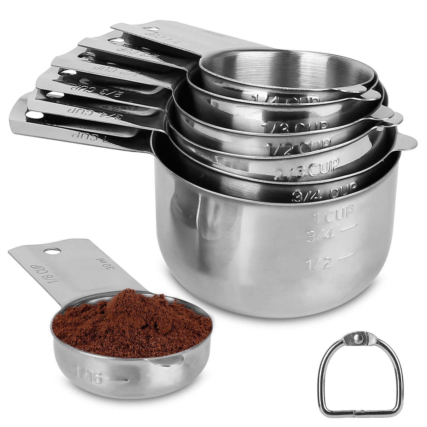 7-Piece: Stainless Steel Measuring Cups Visit For Sale